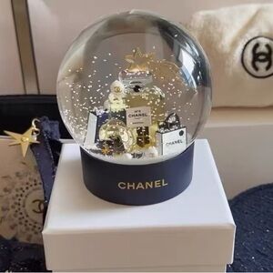 Chanel Festive Snow Globe with Gold and White Details